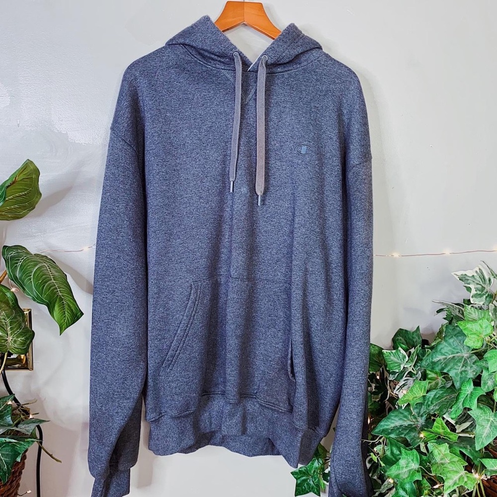Y2K Grey Oversized Champion Hoodie With Pockets